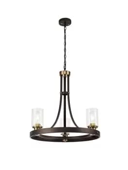 Ceiling Pendant 3 Light E27, Brown Oxide, Bronze With Clear Glass Shades