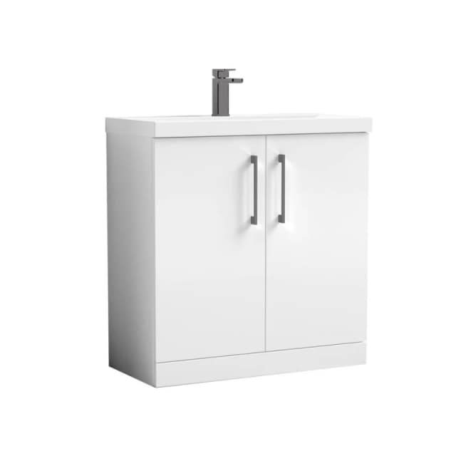 Balterley Bathroom Floor 2-Door Vanity Unit & Mid-Edge Basin, White, 800mm in White White Unisex