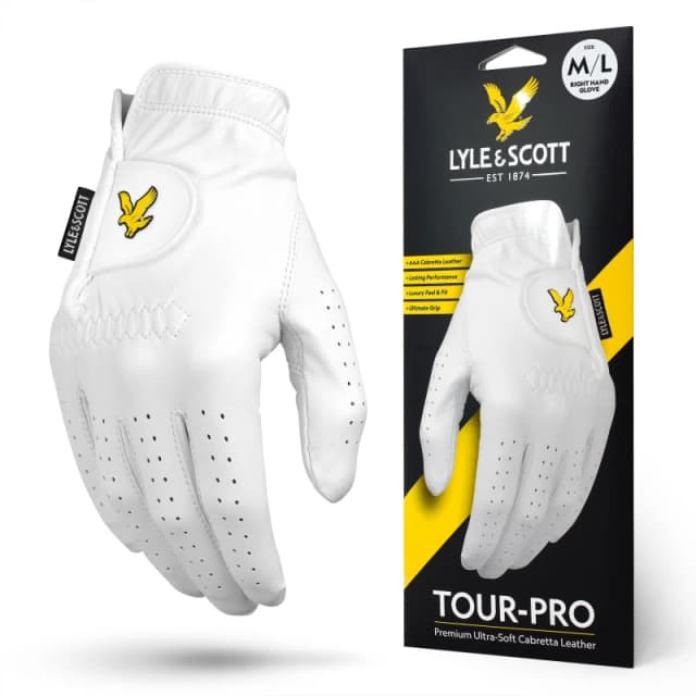 Lyle and Scott Golf Lyle and Scott Golf Cabretta Leather Golf Glove - Right Hand - White M - L Unisex