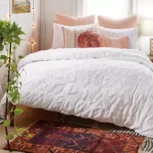 Peri Home Chenille Leopard Super Kingsize Duvet Cover, White