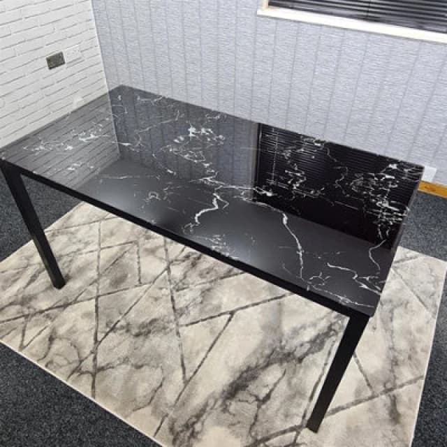 KOSY KOALA Kosy Koala - Dining Table Black Glass Kitchen Place for 4 Seats, Dining Table Only (Black h 75 x l 120 x w 70 cm) Black marble 120 table