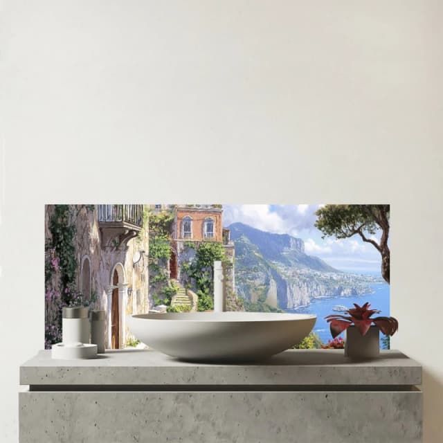 Warren Reed - Designer A Beautiful Walk In Sorrento Glass Bathroom Splashback Multicolor Unisex