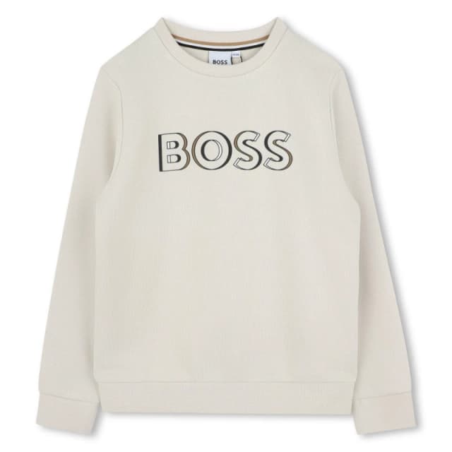 Boss Kids Bold Logo Relaxed Fit Crew Sweatshirt Vanille 21C male 6 Yrs