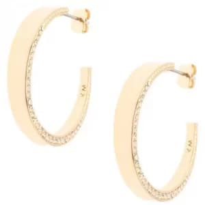 Ladies Karen Millen Gold Plated Contoured Crystal Hoop Earring