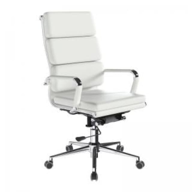 Avanti Nautilus Designs Avanti High Back Bonded Leather Executive Office Chair With Individual Back Cushions and Fixed Arms White - BCL/6003/WH BCL/60