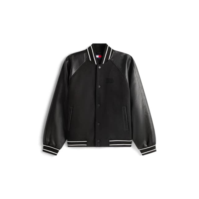 Tommy Jeans Mens Flag Varsity Jacket Black male L