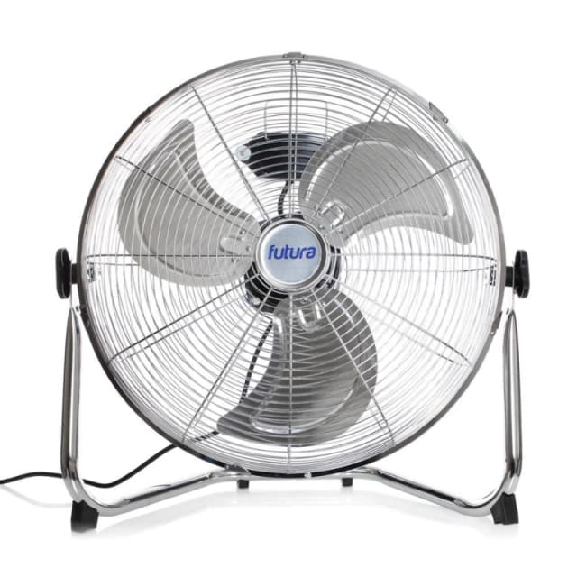 Futura Floor Fan 16" Portable Chrome Fan Adjustable 3 Speed Floor Standing Cooling Fan in Silver Silver Unisex