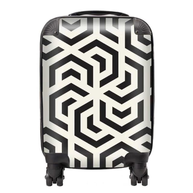 Warren Reed - Designer Hexagonal Geometric Pattern Suitcase in Black Size: Large Black Unisex Large