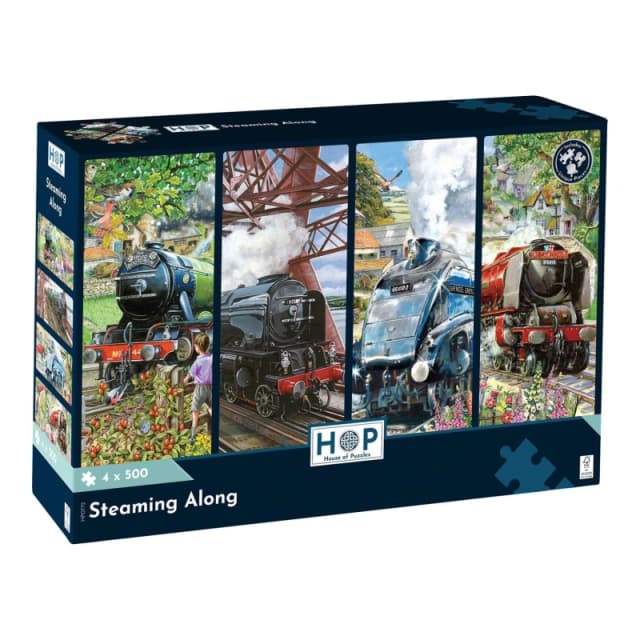 The House Of Puzzles Steaming Along - 4 x 500 Piece Jigsaw Puzzles Multicolor Unisex 500 Piece