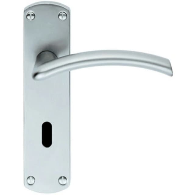 Loops PAIR Arched Lever on Lock Backplate Door Handle 170 x 42mm Satin Chrome Multi