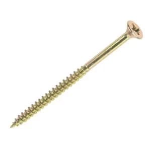 Goldscrew Yellow zinc plated Carbon Steel Woodscrews Dia5mm L70mm Pack of 100