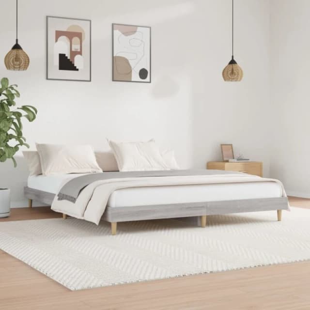 VIDAXL Bed Frame without Mattress Grey Sonoma 200x200cm Engineered Wood Vidaxl 8720845794965