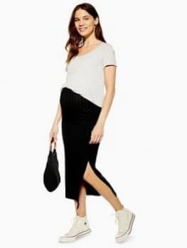 Topshop Maternity Ribbed Midi Skirt - Black