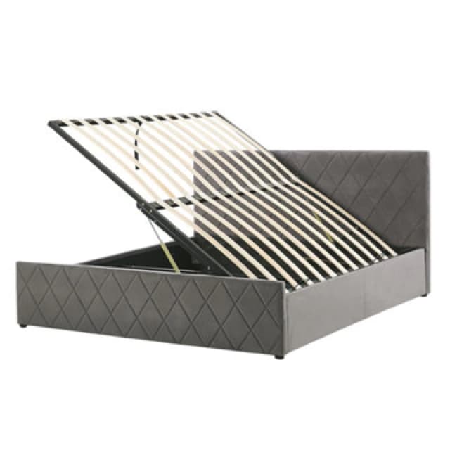 Beliani Ottoman Bed Velvet Rochefort 160 X 200 Cm (Eu King Size) Grey