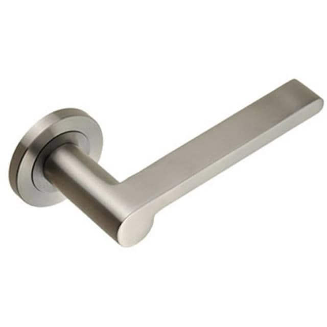 Loops PAIR Flat Bar Lever with Rounded End on Round Rose Concealed Fix Satin Steel Metallics