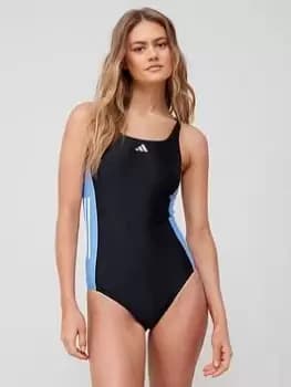 adidas 3 Stripe Swimsuit - Black, Size 28, Women