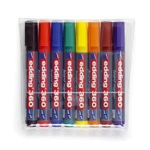 Original Edding 3608S Whiteboard Marker Bullet Tip 1.5 3mm Line Assorted Colours Pack of 8 Whiteboard Markers