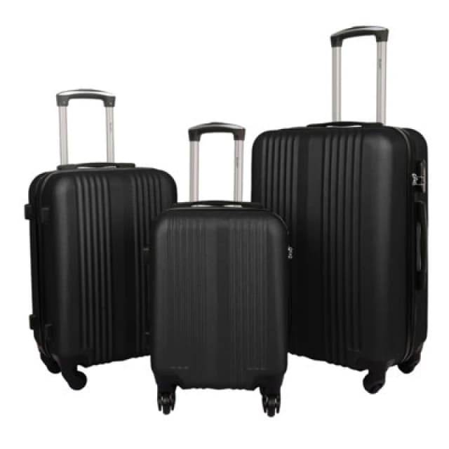 Groundlevel Black Delta Stripe 3 Piece Luggage Set