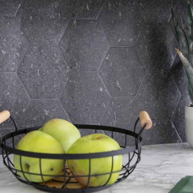 D C Fix 3D Splashback Wallpaper Dark Hexagon Grey unisex 67.5CMX4M