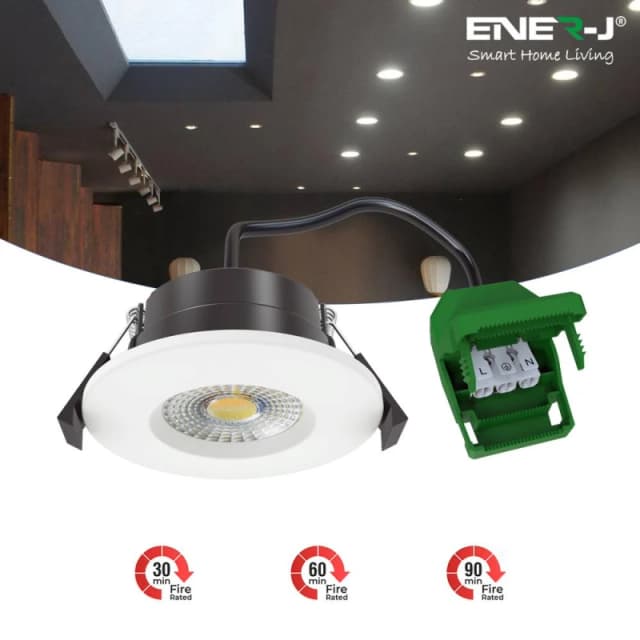 ENER-J Pack of 4 7W Dimmable CCT Changeable Fireproof Downlight IP65 Dimmable in Black Unisex