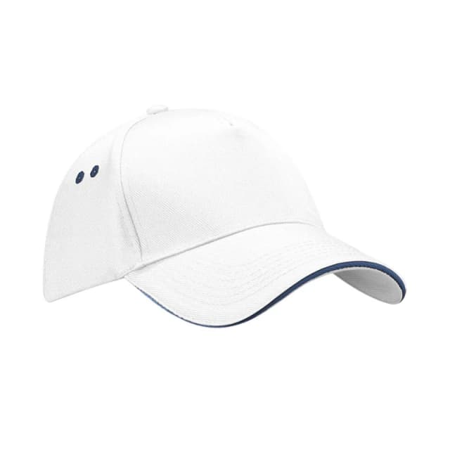 Beechfield Womens 5 Panel Sandwich Peak Baseball Cap in White White Female One Size