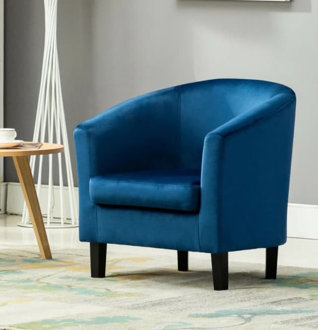MANOCHOICE Mcc Velvet Fabric Tub Chair Armchair Club Chair for Dining Living Room & Cafe blue TC2011