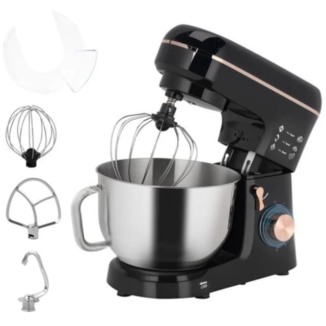 HOMCOM Electric Stand Mixer, 5L Food Mixer with Dough Hook Black