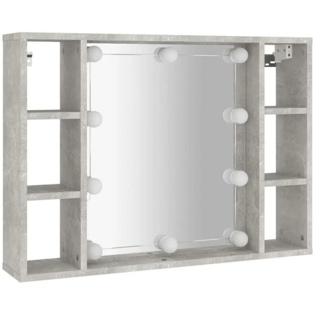 vidaXL Mirror Cabinet with LED Concrete Grey 76x15x55 cm, Grey 808859