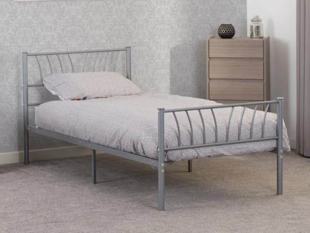 Seconique Harlow 3ft Single Silver Metal Bed Frame