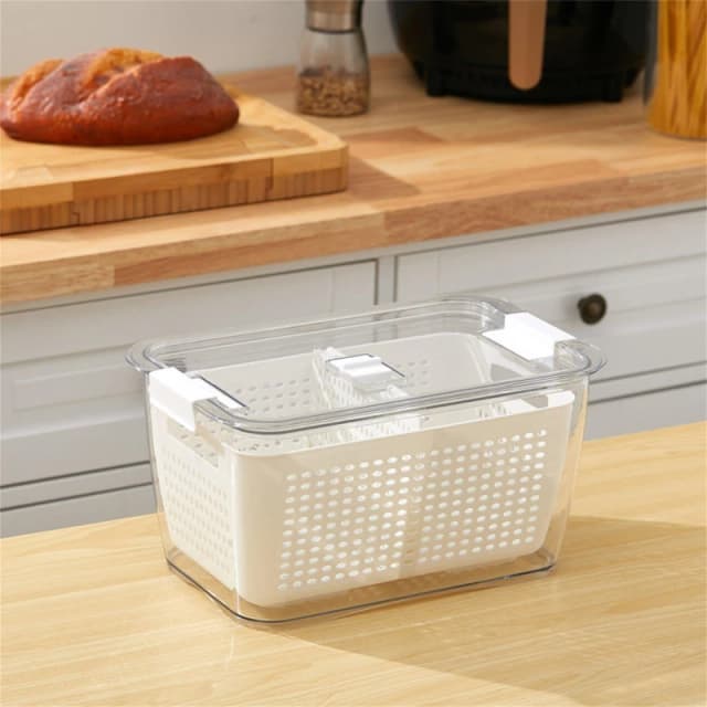 Cottonfy UK 2-Layer Stackable Acrylic Draining Storage Box - White White M