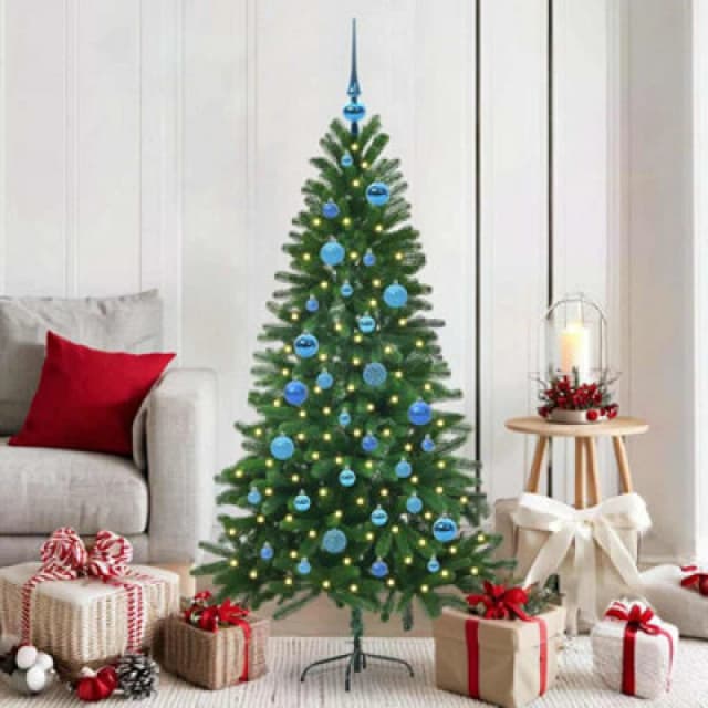 vidaXL Christmas Tree with 150 LEDs with Stand, Blue Balls Green 150cm PE, Green 3396325