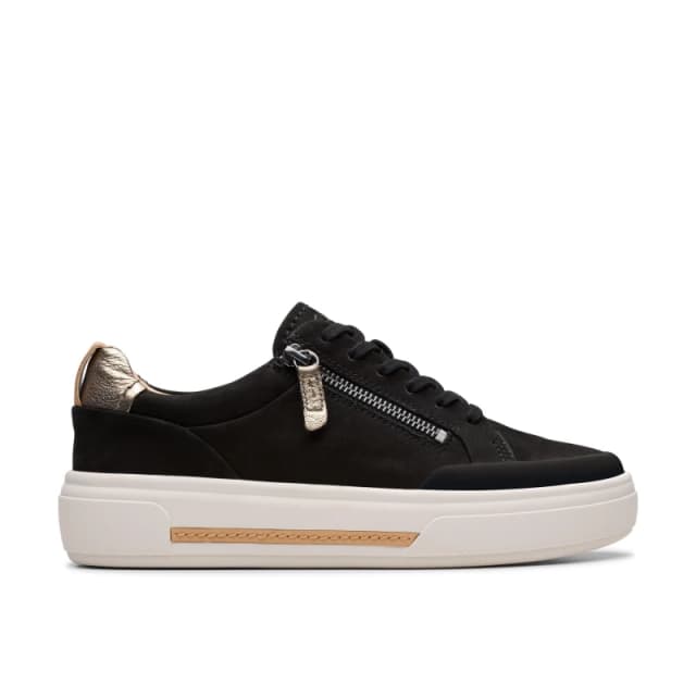Clarks Clarks Women Hollyhock Zip Black Nubuck Trainers Size: 3-Standard Fit Black 3-Standard Fit Female 5063421308143