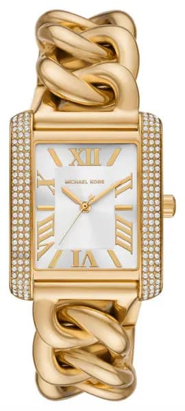 Michael Kors MK7300 Emery Silver Rectangular Dial Gold Watch