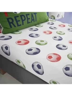 Catherine Lansfield Eat Sleep Football Fitted Sheet, Multi, Size Single