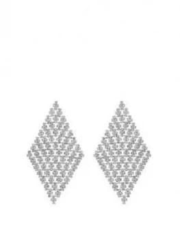Mood Silver Plated Diamante Diamond Shape Earrings