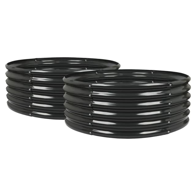 Harbour Housewares Round Raised Garden Beds - 120cm x 45cm - Pack of 2 in Black Size: 120cm x 45cm Black Unisex 120cm x 45 cm