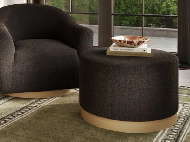 LPD Lara Large Black and Natural Fabric Bedroom Stool