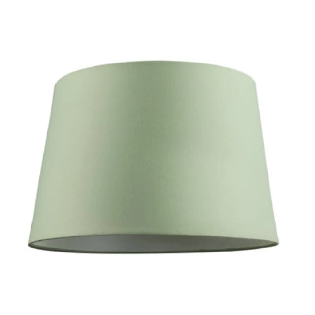 Happy Homewares Olive Green Cotton Fabric Drum Lampshade With White Cotton Inner