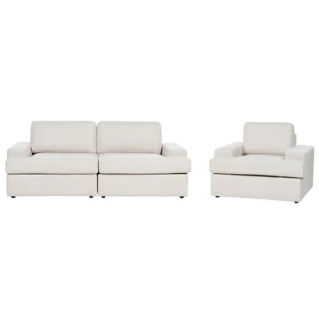 Beliani Living Room Set 4 Seater Alla Fabric Light Beige