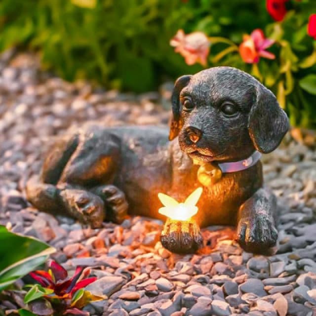 Marco Paul Solar Light Up Puppy With Butterfly