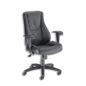 Trexus Hampshire Manager Armchair Adjustable Arms Back H660mm W520xD510xH470 550mm Leather Black