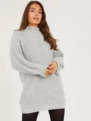 Quiz Pearl Knitted Jumper Dress