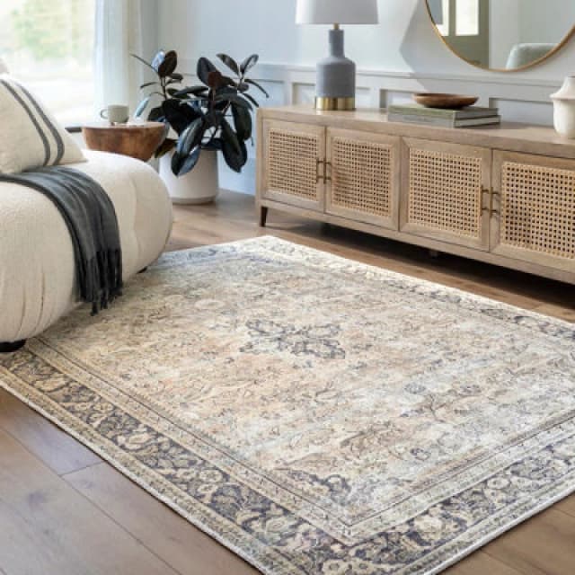 Becki Owens X Livabliss Machine Washable Oriental Boho Warm Grey/khaki Darling Area Rug 160 X 213cm - Ideal For Living Room