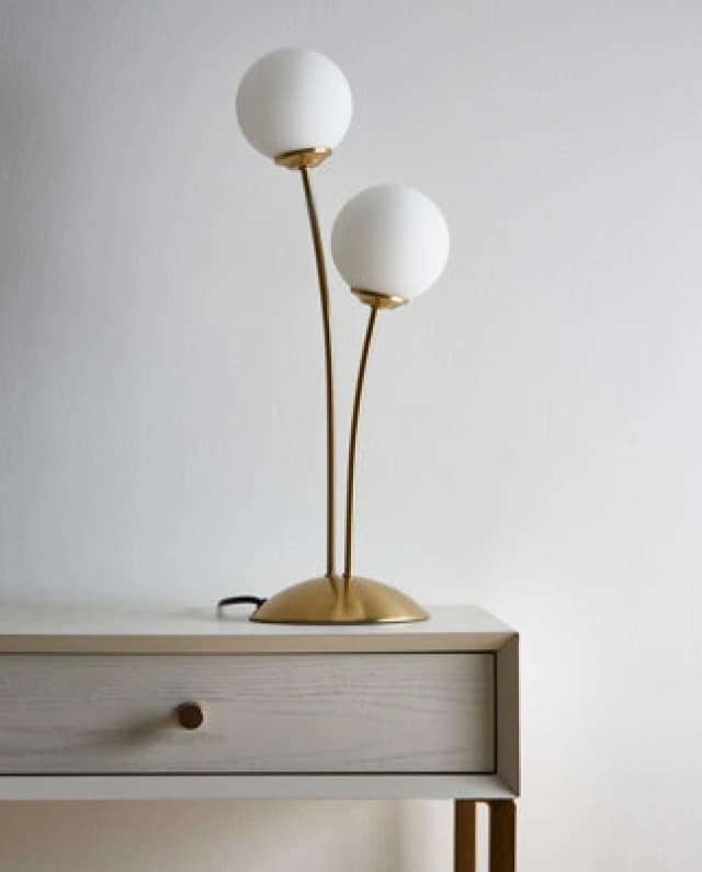 K Living Mabel 2 Light Satin Brass Table Lamp