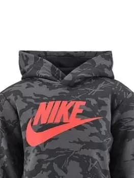 Nike Kids Boys AOP Club Camo Overhead Hoody, Dark Grey, Size 3-4 Years