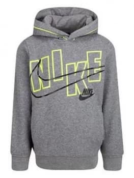 Nike Younger Boys Logo Graphic Pullover Hoodie - Grey, Size 6-7 Years