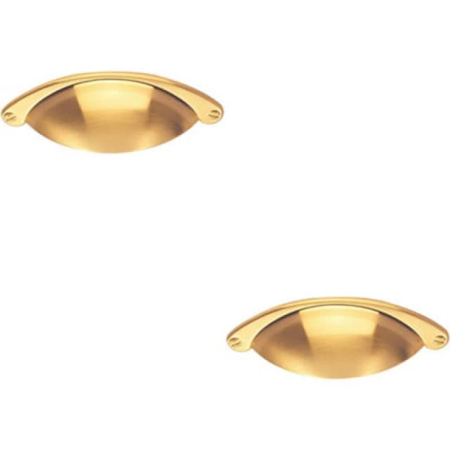 Loops 2x Traditional Cup Pull Handle 104 x 26mm 64mm Fixing Centres Satin Brass Metallics unisex