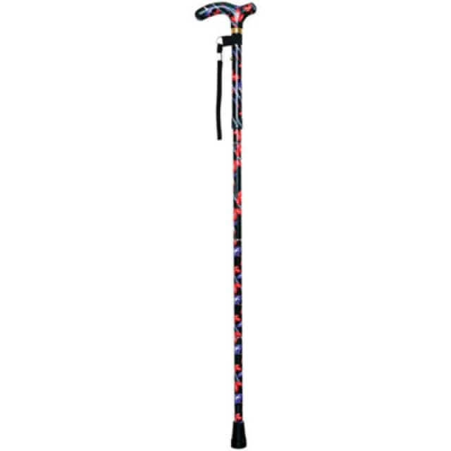 Loops Deluxe Ambidextrous Foldable Walking Cane - 5 Height Settings - Kimono Multi