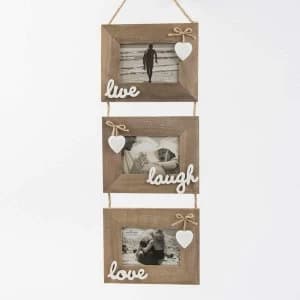 Sass & Belle Live Laugh Love Triple Photo Frame