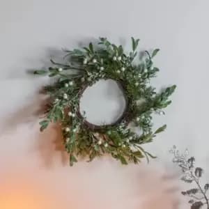 Olive Leaves with White Berries Wreath Green
